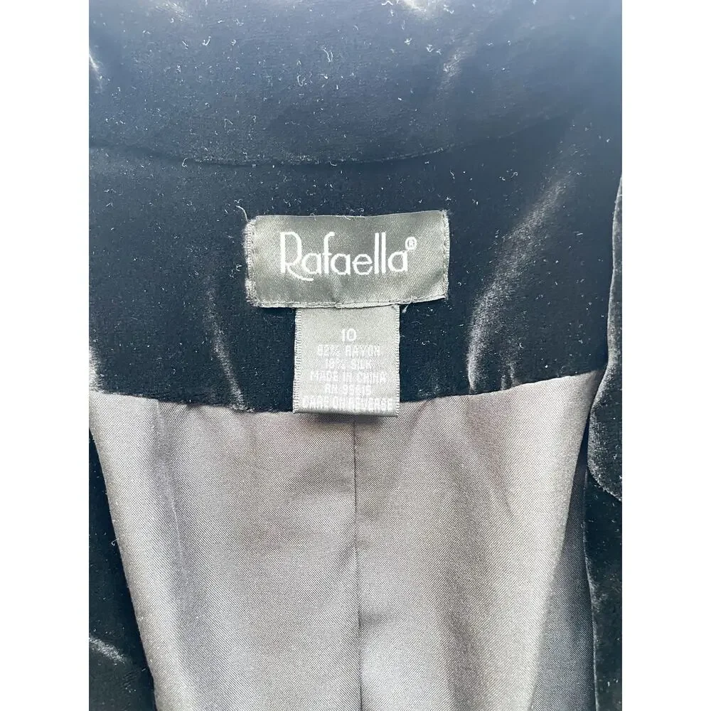 NWT Vintage Rafaella Black Velvet Two Button Blazer Size 10